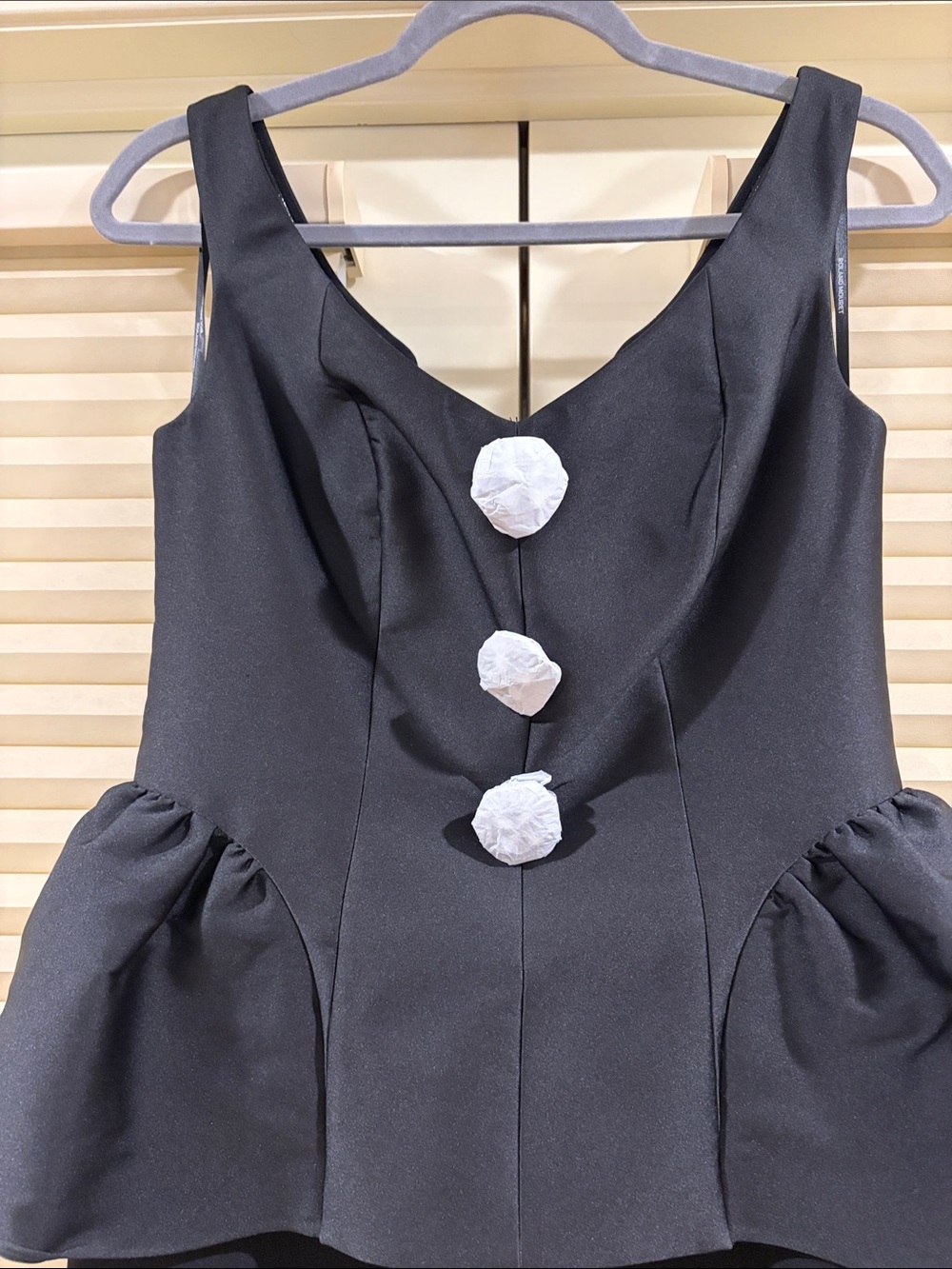 NWOT Roland Mouret Black Peplum Maxi Dress with Contrast Buttons, Size US 6 - Picture 2 of 14
